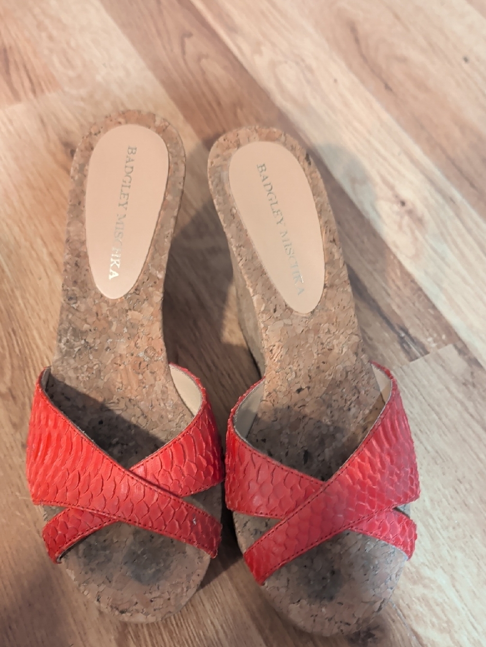 Red Cork Slide Sandals
